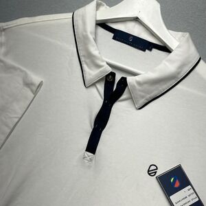 Nwt Extracurricular Mens Vintage Polo‎ Shirt Bright White Large Snap Placket